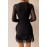 Black Ruched Flounce V Neck Bodycon Mini Dress